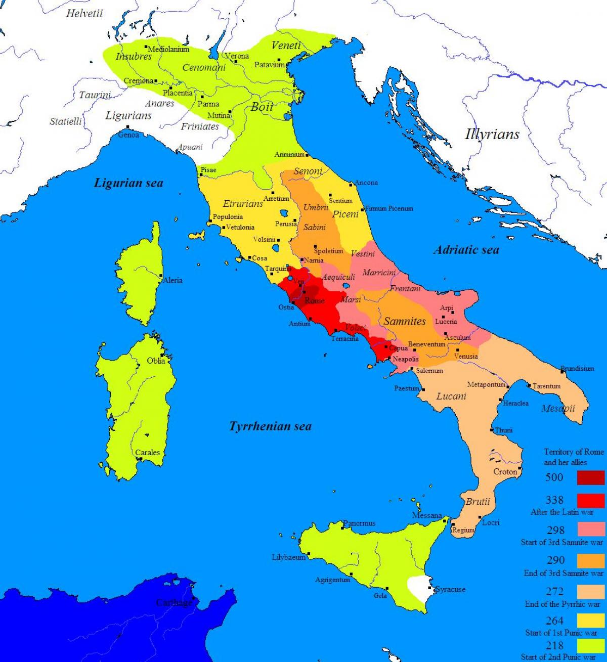 Mapa de la antigua Roma y sus alrededores