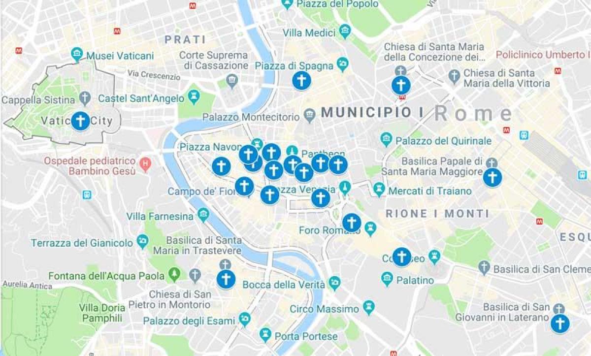 Mapa de Roma iglesias