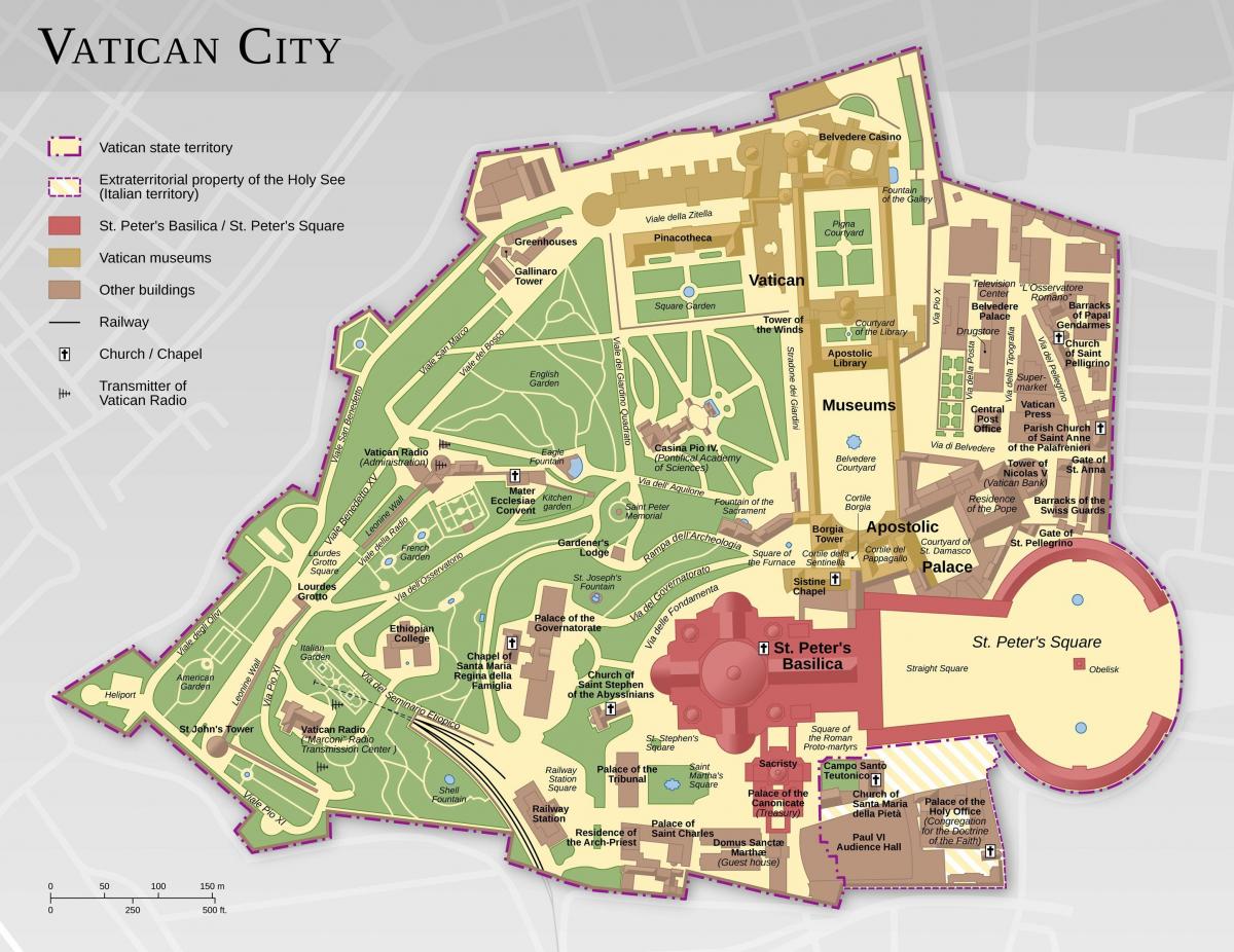 mapa de la ciudad del vaticano y de Roma