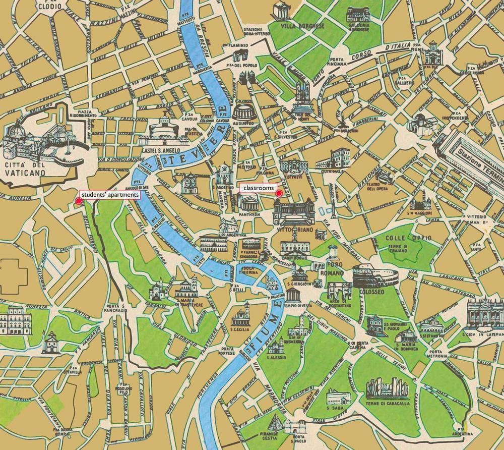 Mapa del centro histórico de Roma 
