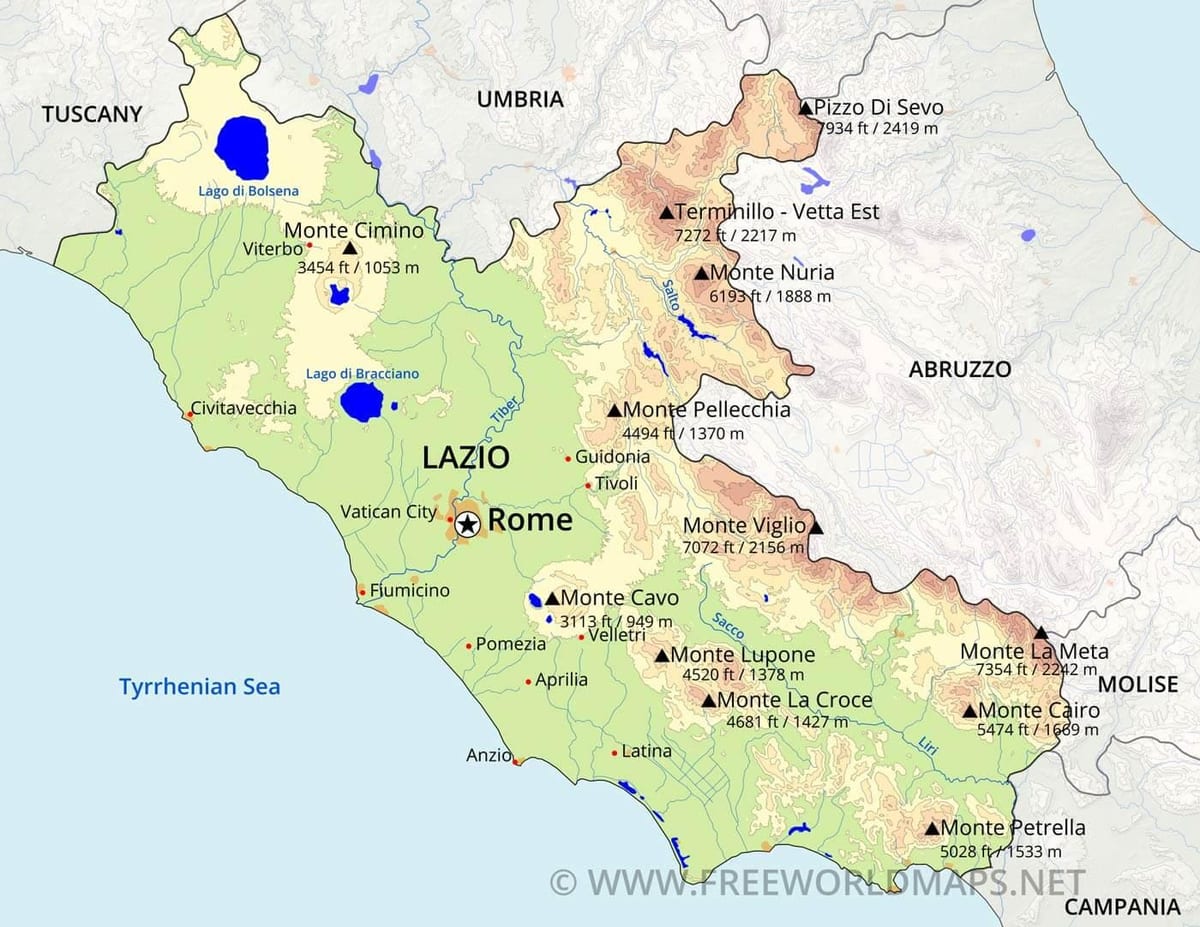 El mapa topográfico de roma