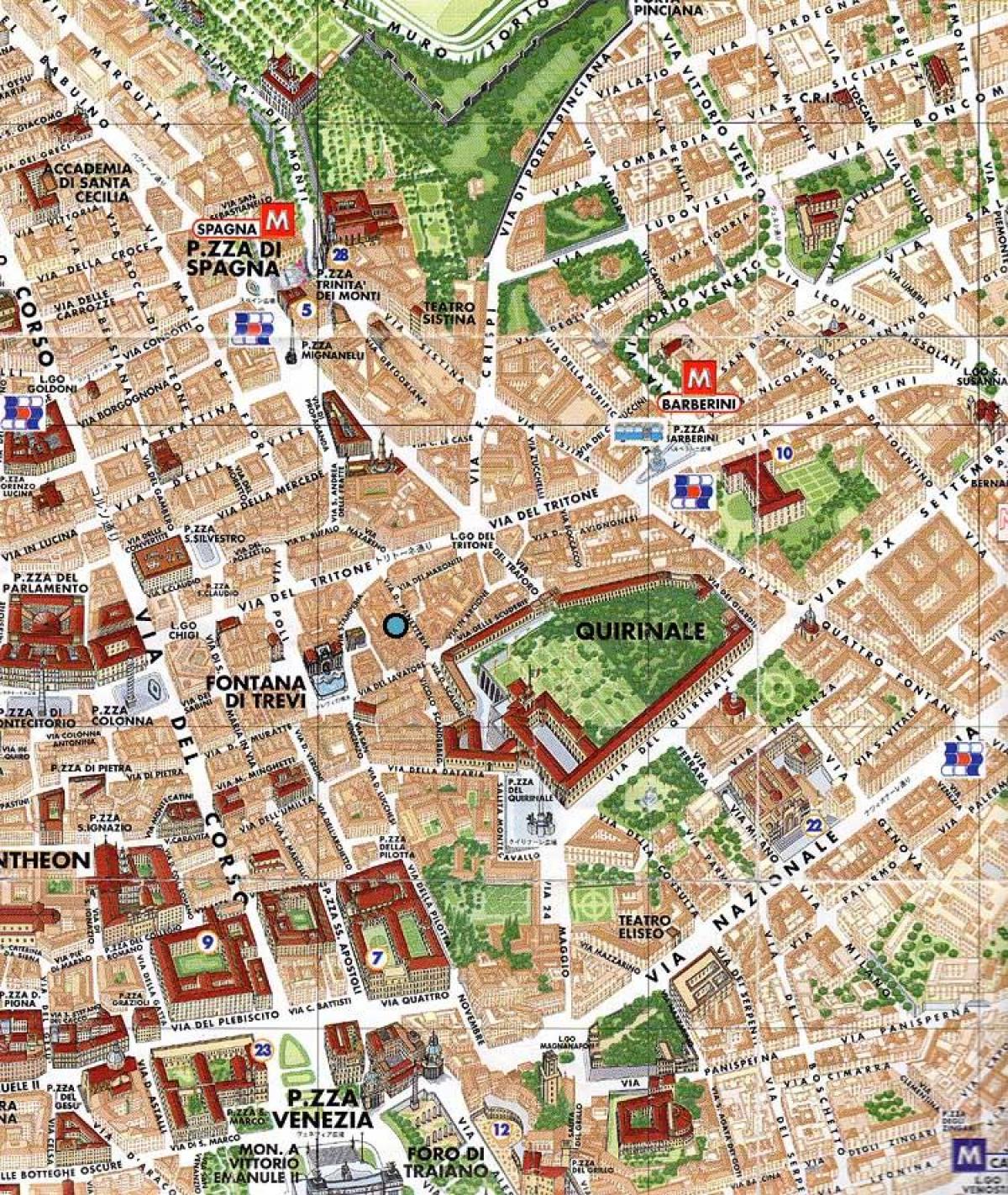 Mapa de la fontana de trevi de Roma 