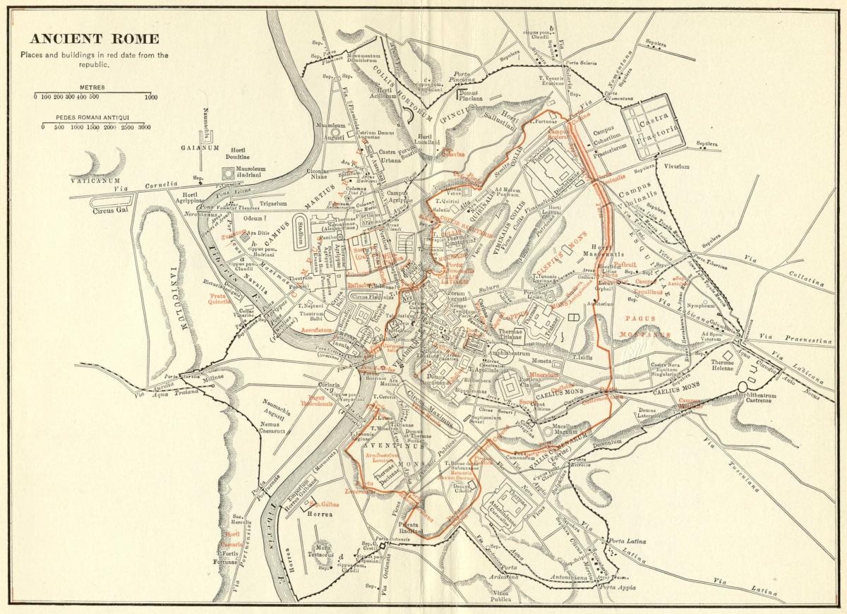Mapa de la antigua Roma de la calle 