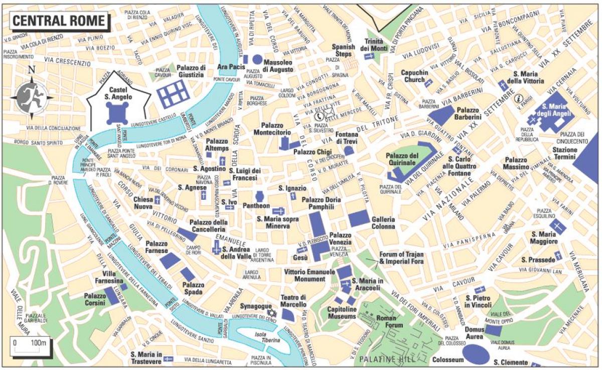 mapa de centro de Roma, Italia