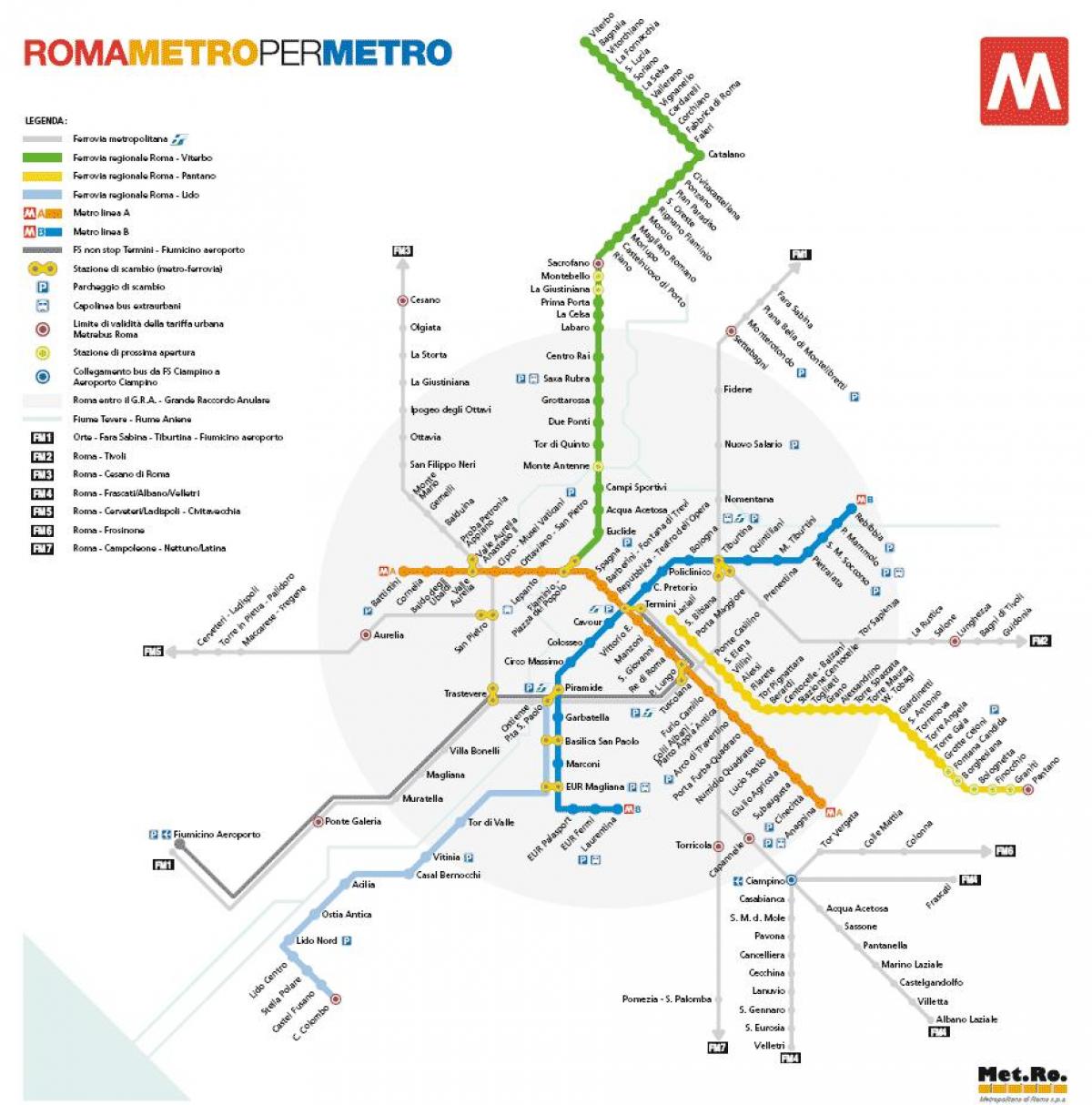 Roma mapa del metro de 2016