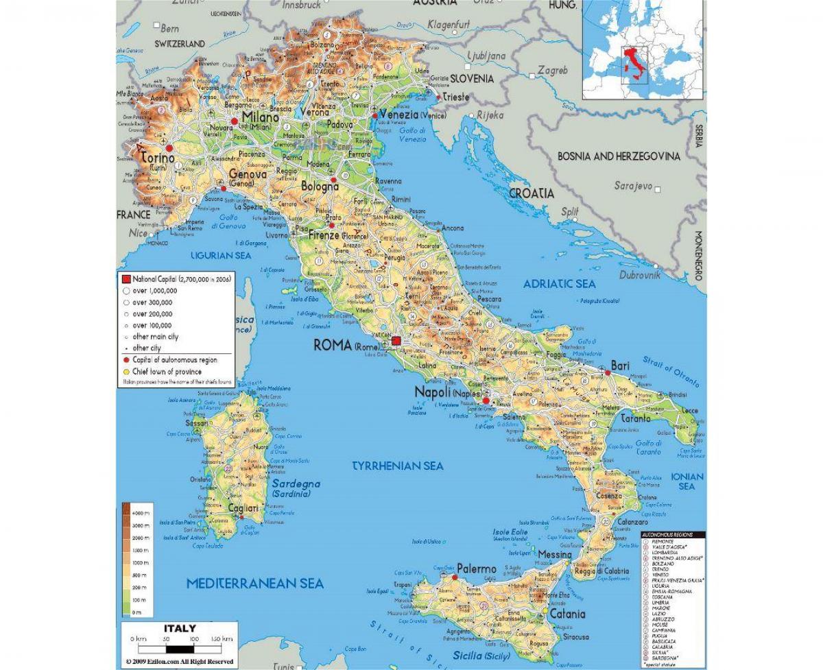 Mapa físico de Roma