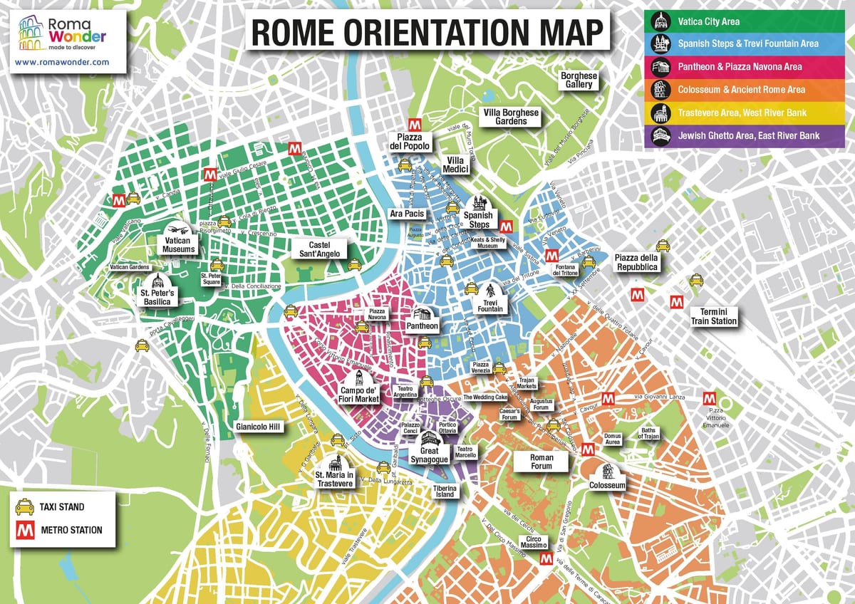 mapa de Roma sitios de interés turístico