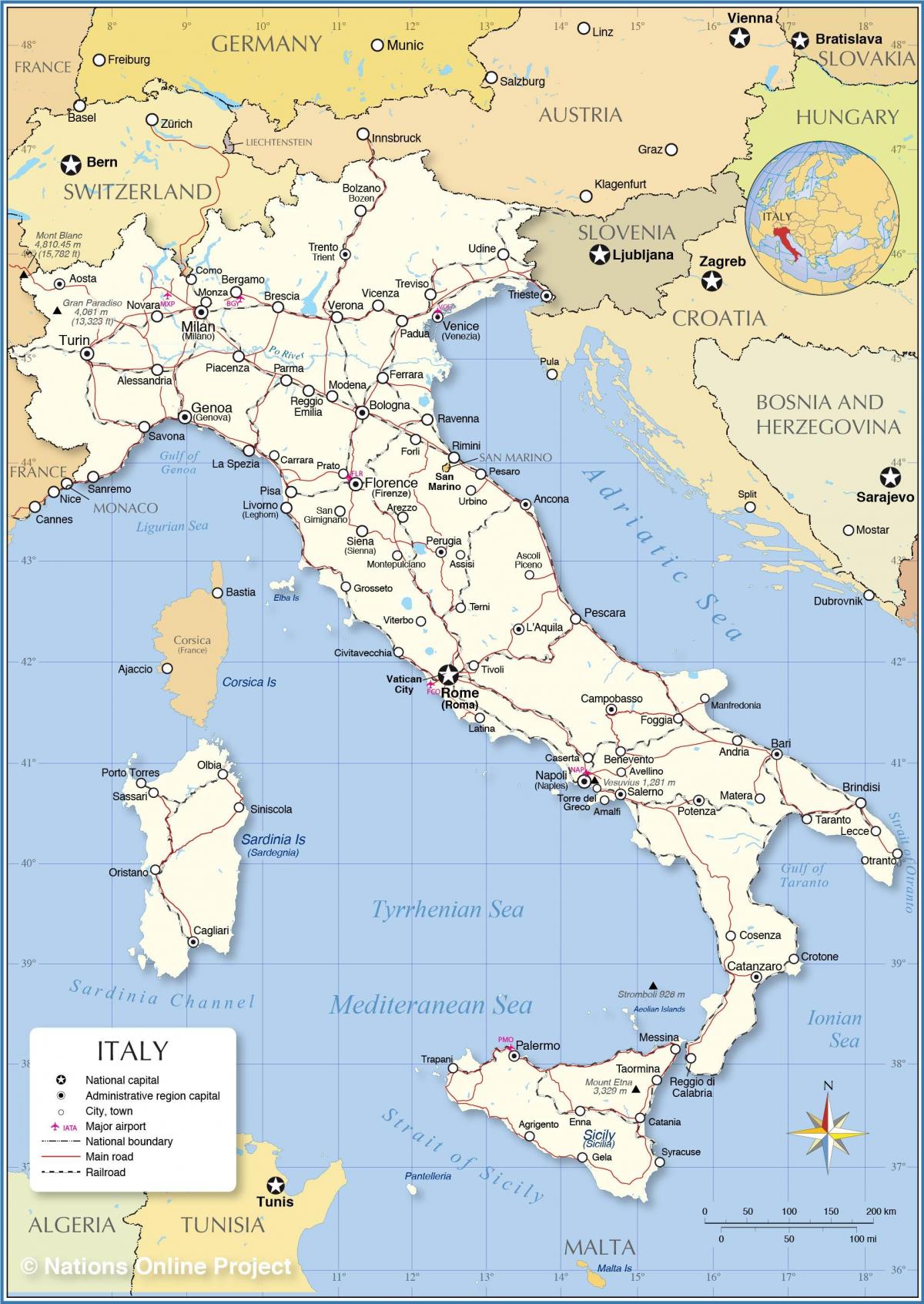 En roma y en Italia mapa