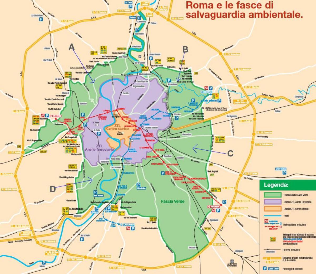 Mapa de Roma aparcamiento