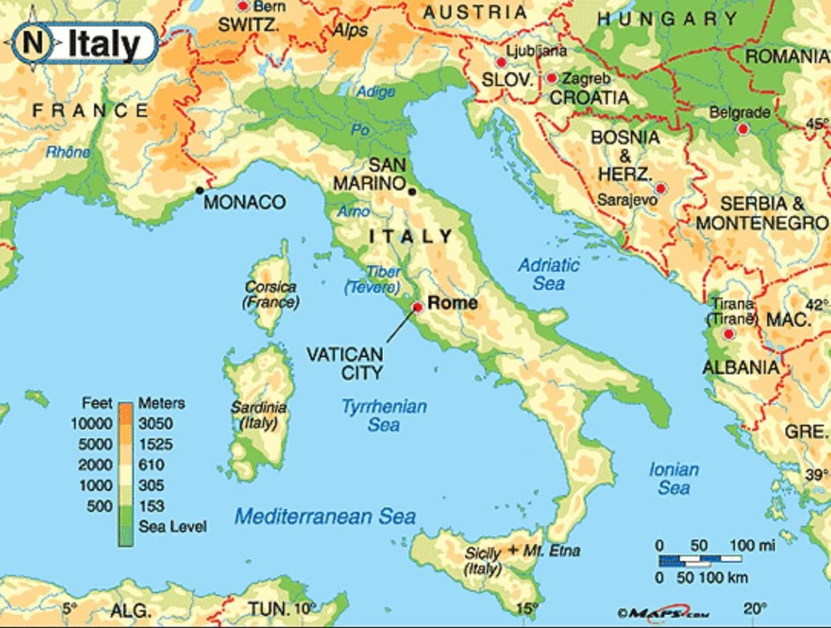 Mapa de Roma de la geografía
