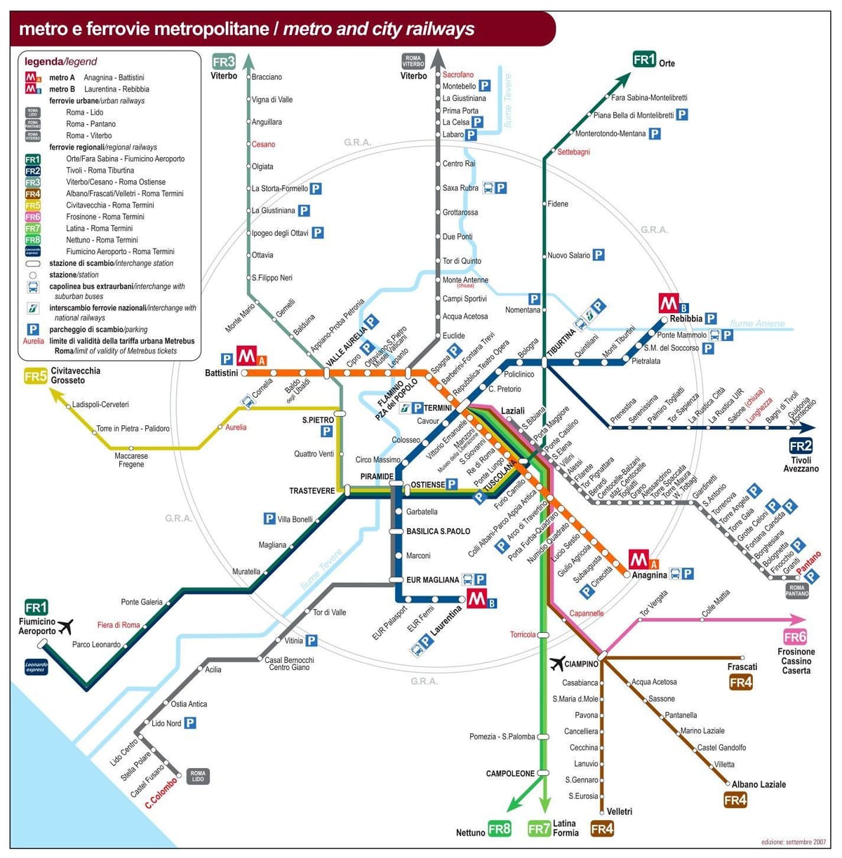 Roma mapa de transporte público
