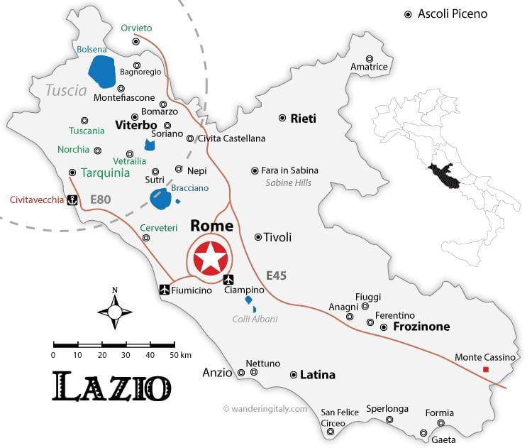 Roma regiones mapa