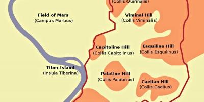 Mapa de las colinas de Roma 