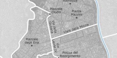 Mapa del barrio de prati de Roma