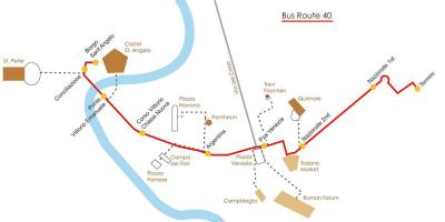Mapa de Roma autobús de la ruta 40