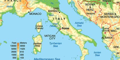 Mapa de Roma de la geografía